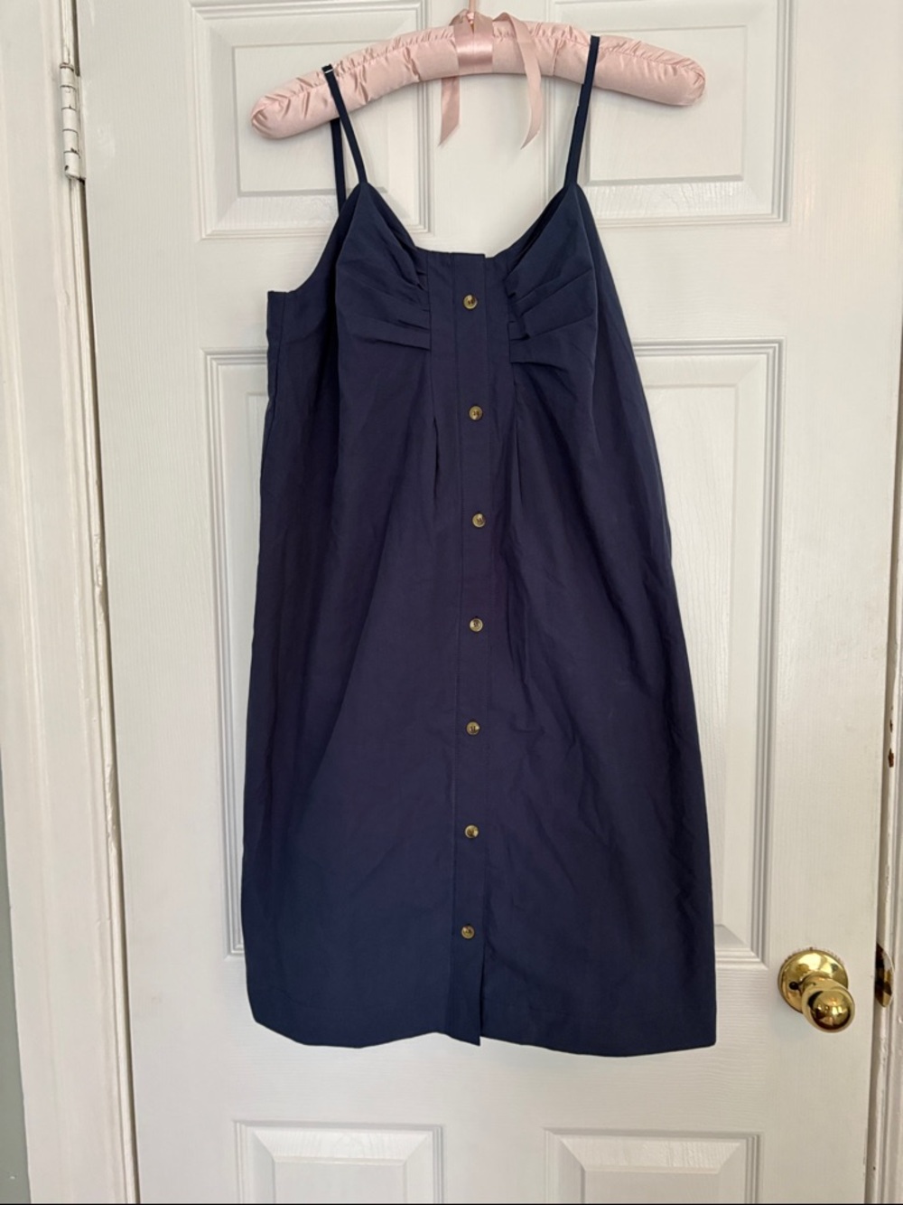 Pink lily Women’s Navy Button-Front Spaghetti Strap dress. Size M